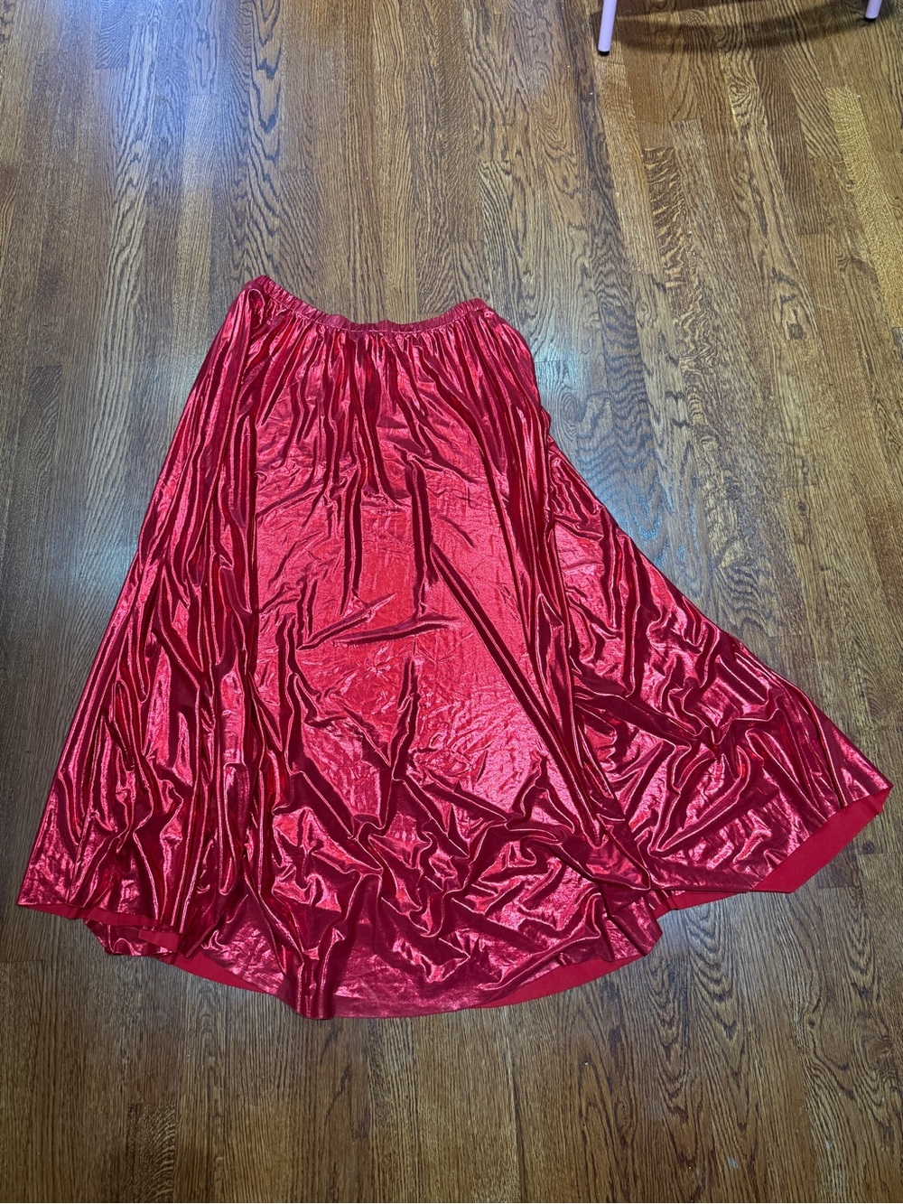 Dressed in LALA Metallic Red Pleated Maxi Skirt - Picture 2 of 2